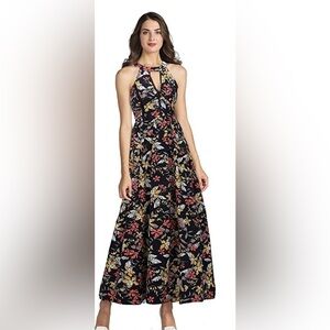MUADRESS Women's Floral Print Maxi Halter Dress size medium